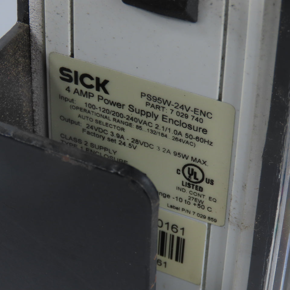 Sick PS95W-24V-ENC 7029740 4 Amp 24VDC Power Supply Enclosure W/ Mount