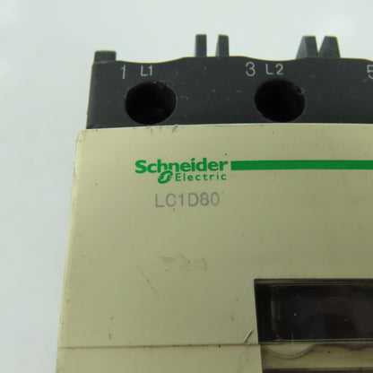 Schneider Electric LC1D80 600VAC Contactor 40Hp 3Ph 125A 110V Coil