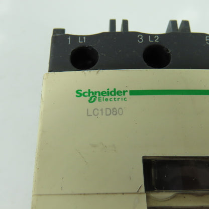 Schneider Electric LC1D80 600VAC Contactor 40Hp 3Ph 125A 110V Coil