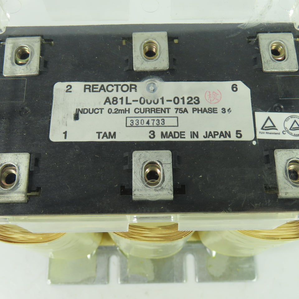 Fanuc A81L-0001-0123 3Ph Reactor Induct 0.2mH Current 75A