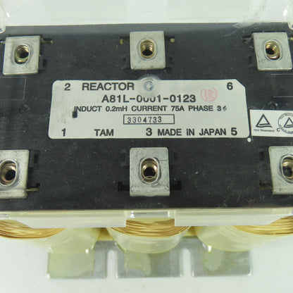 Fanuc A81L-0001-0123 3Ph Reactor Induct 0.2mH Current 75A