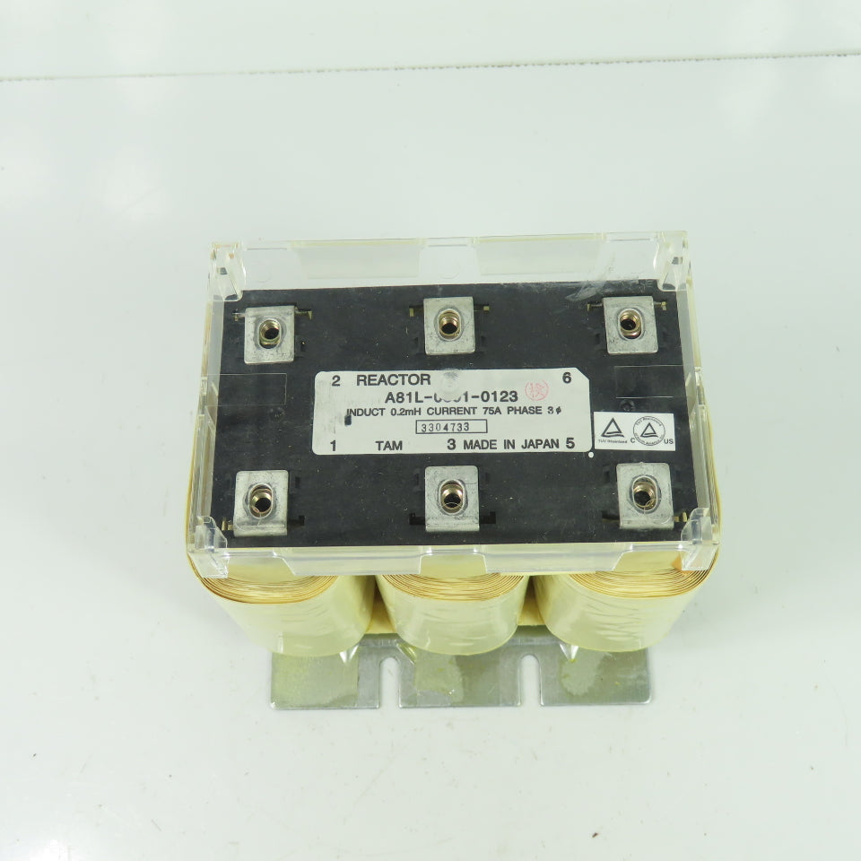 Fanuc A81L-0001-0123 3Ph Reactor Induct 0.2mH Current 75A