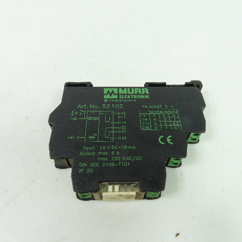 Murr Elektronik 52102 Output Relay 24VDC 18mA Input 6A 250VDC Output