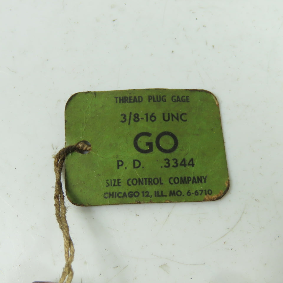 Size Control Company P.D. 3344 3/8-16 Thread Plug Gage Lot Of 2