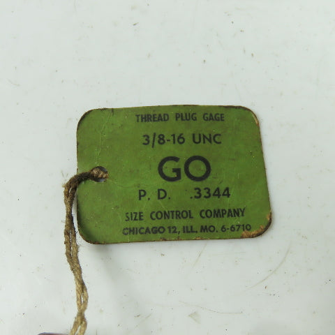 Size Control Company P.D. 3344 3/8-16 Thread Plug Gage Lot Of 2