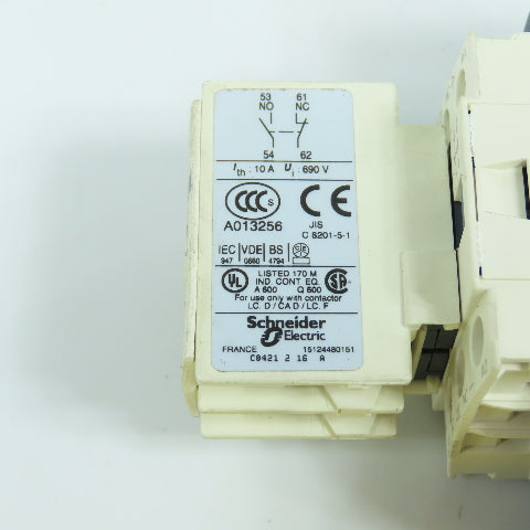 Telemecanique LC1D25-BD 20HP 600VAC IEC Contactor 24V DC Coil W/ LADN11 Aux