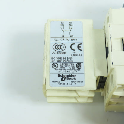 Telemecanique LC1D25-BD 20HP 600VAC IEC Contactor 24V DC Coil W/ LADN11 Aux