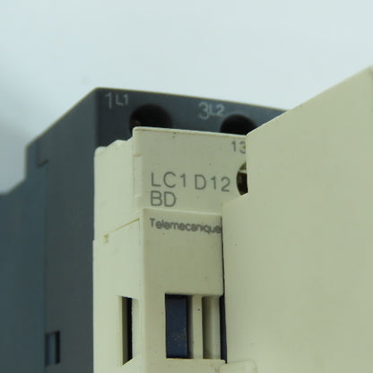 Telemecanique LC1D12-BD 10HP 600VAC IEC Contactor 24V DC Coil W/ LADN11 Aux