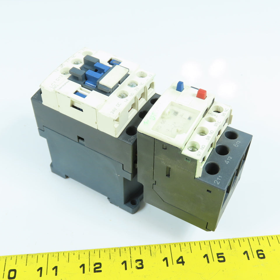 Telemecanique LC1D12-BD 10HP 600VAC IEC Contactor 24V DC Coil W/ LRD 06 Overload
