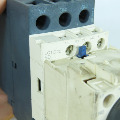 Telemecanique LC1-D25-BD 20HP 40A 600VAC IEC Contactor 24V DC Coil W/LADR2 Relay