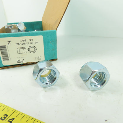 AVU14 Nylon Insert Lock Nut 7/8"-9 Zinc Plated Lot Of 25