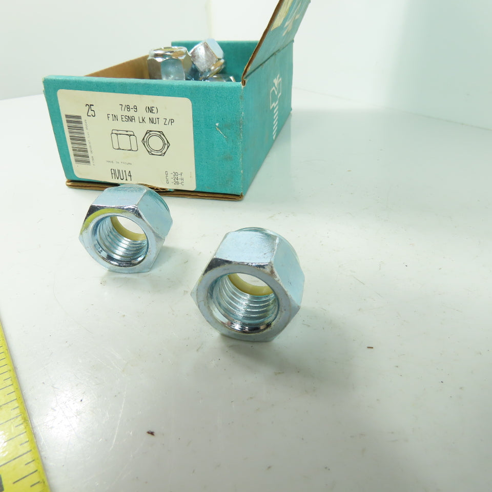AVU14 Nylon Insert Lock Nut 7/8"-9 Zinc Plated Lot Of 25