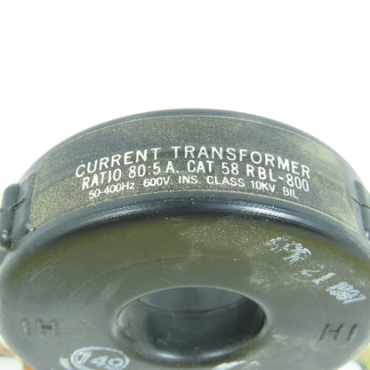58 RBL-800 Toroidal Current Transformer 80:5 A Ratio 50-400HZ 600V
