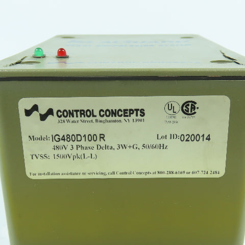 Control Concepts IG480D100R Surge Suppressor 480V 3PH Delta 3W+G 50/60HZ
