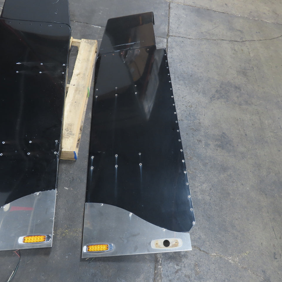 Peterbilt 379 Black Left & Right Side Upper/Lower Cab Extender Wings W/Brackets