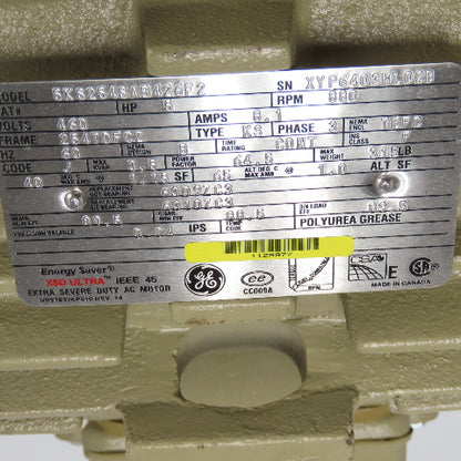 General Electric 5KS254SAB426F2 5HP Extra Severe Duty AC Motor Dual Shaft 460V