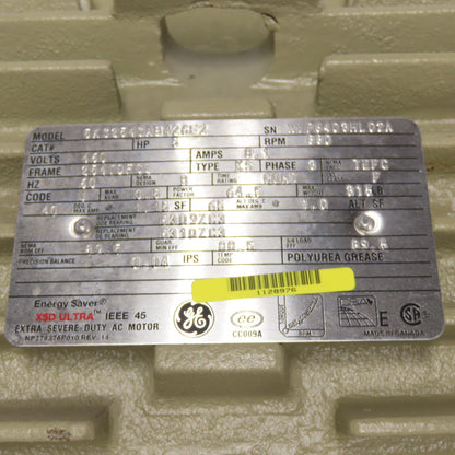 General Electric 5KS254SAB426F2 5HP Extra Severe Duty AC Motor Dual Shaft 460V