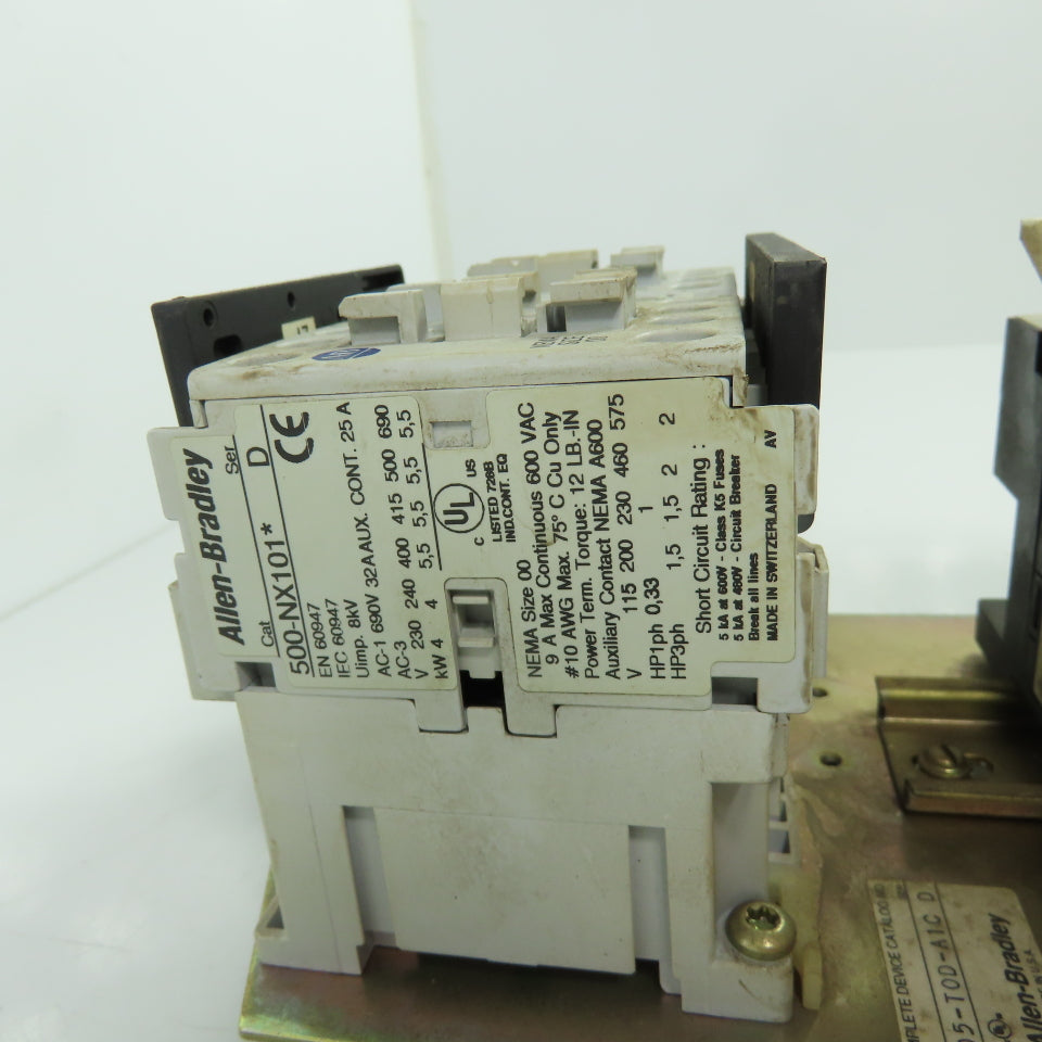 Allen Bradley 505-TOD-A1C 3Ph Reversing Motor Starter 600VAC 120V Coil