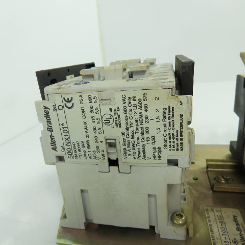 Allen Bradley 505-TOD-A1C 3Ph Reversing Motor Starter 600VAC 120V Coil