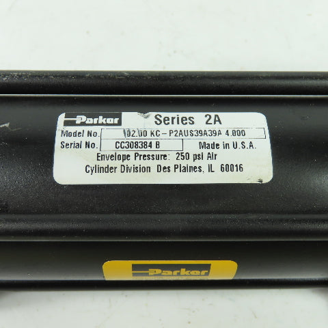 Parker 0.200 KC-P2AUS39A39A 4.000 Double Acting/End Hydraulic Cylinder 2" Bore