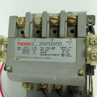Furnas 22DP32AFE3 Size 1 3Ph Reversing Motor Starter 27A 600VAC 120V Coil