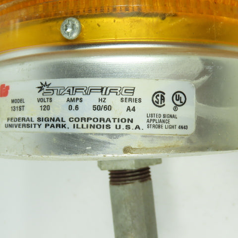 Federal Signal 131ST Starfire Amber Strobe Light  120V 50/60Hz A5 Series