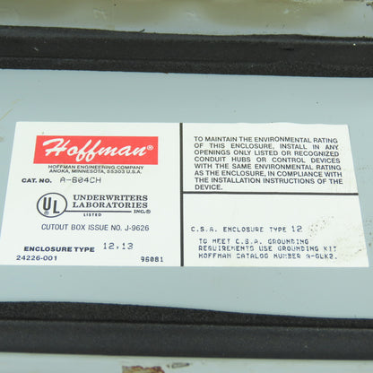 Hoffman A-604CH 6" x 4" x 3" Electrical Junction Enclosure W/ Terminal Strip