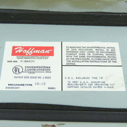 Hoffman A-604CH 6" x 4" x 3" Electrical Junction Enclosure W/ Terminal Strip