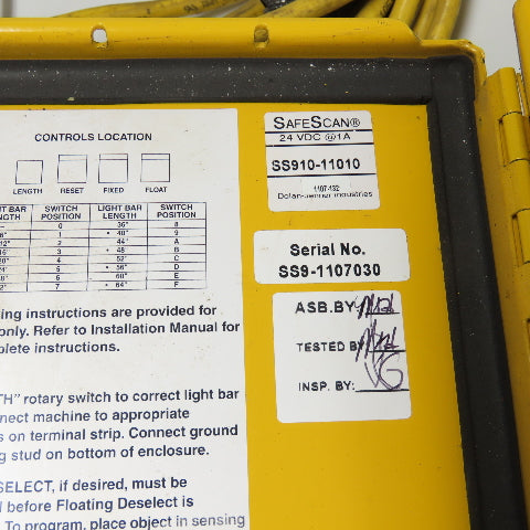 Dolan-Jenner SS910-11010 Light Curtain Safe Scan 9 Control Box 24VDC 1A