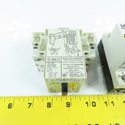 Moeller PKZM1-1 1/2HP Manual Motor Starter Protector 0.6-1.0A W/ Aux Lot Of 3