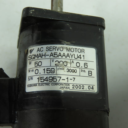 Yaskawa SGMAH-A5AAAYU41 0.159Nm Servo Motor 200V 0.6A 50W 3000RPM 6mm Shaft