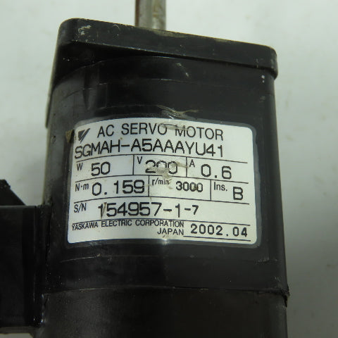 Yaskawa SGMAH-A5AAAYU41 0.159Nm Servo Motor 200V 0.6A 50W 3000RPM 6mm Shaft