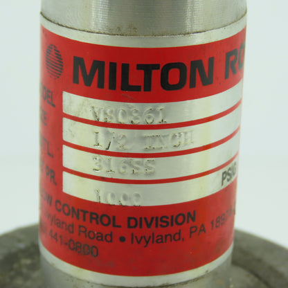 Milton Roy VS0861 1/2" Stainless Steel Safety Relief Valve 1000PSIG