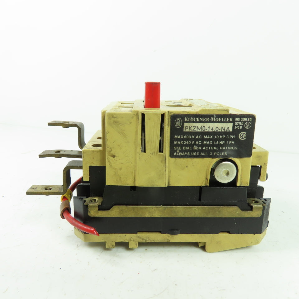 Klockner Moeller PKZM0-14,0-NA Circuit Breaker 600VAC 10HP 3Ph