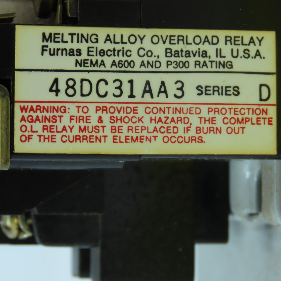 Furnas 22DP32AFE3 Size 1 Reversing Starter Contactor 27A 120V Coil W/ Overload