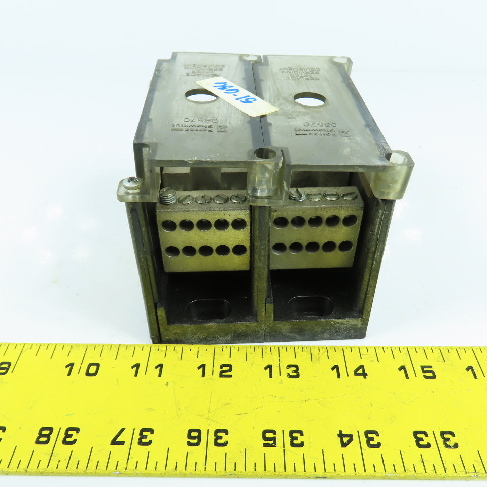 Ferraz Shawmut 66592 PDB 2 Pole 2/0-#14 x10 Way Power Distribution Block W/Cover