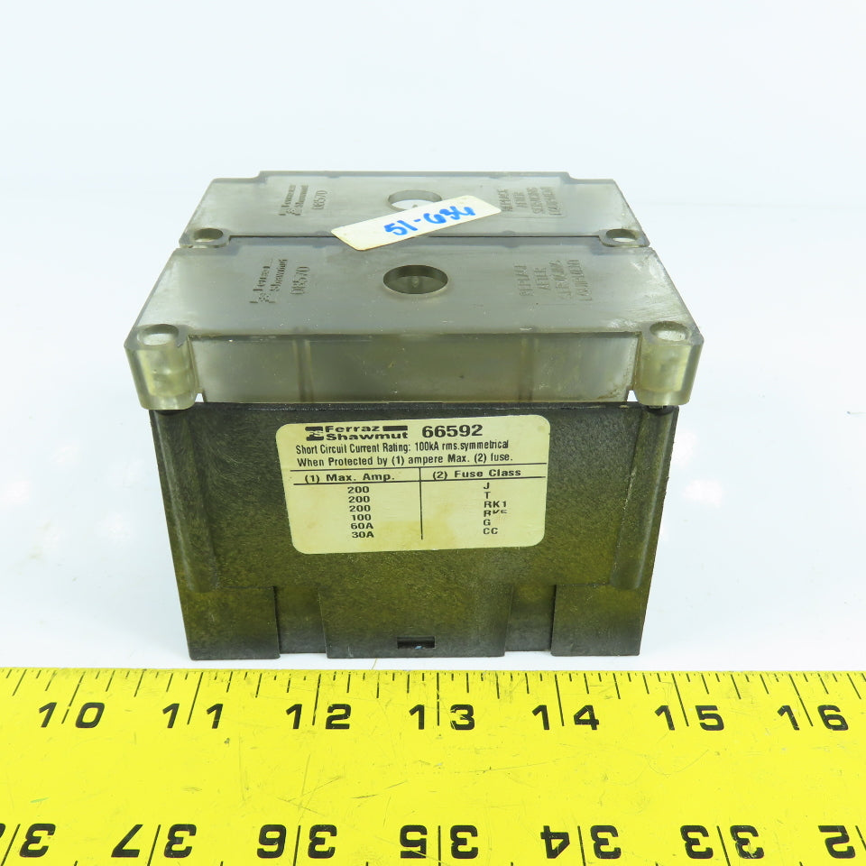 Ferraz Shawmut 66592 PDB 2 Pole 2/0-#14 x10 Way Power Distribution Block W/Cover