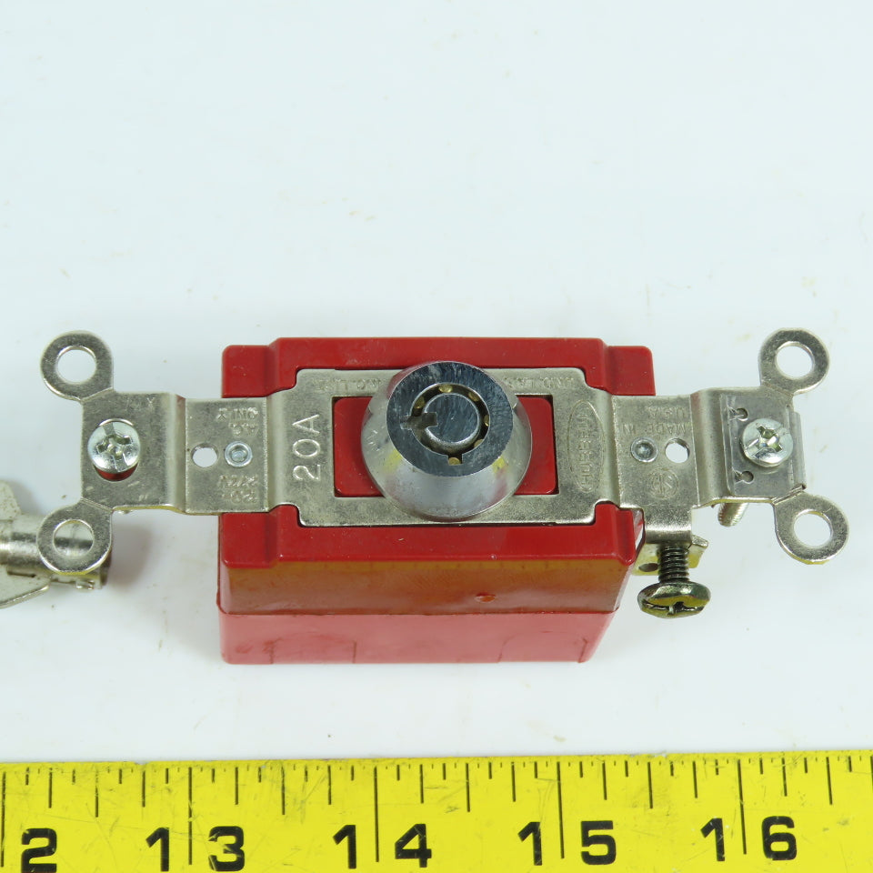 Hubbell 20A 120-277VAC Barrel Key Locking Switch 2-Position W/ 2 Keys