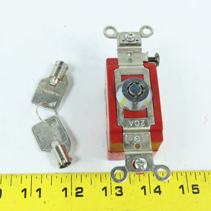 Hubbell 20A 120-277VAC Barrel Key Locking Switch 2-Position W/ 2 Keys