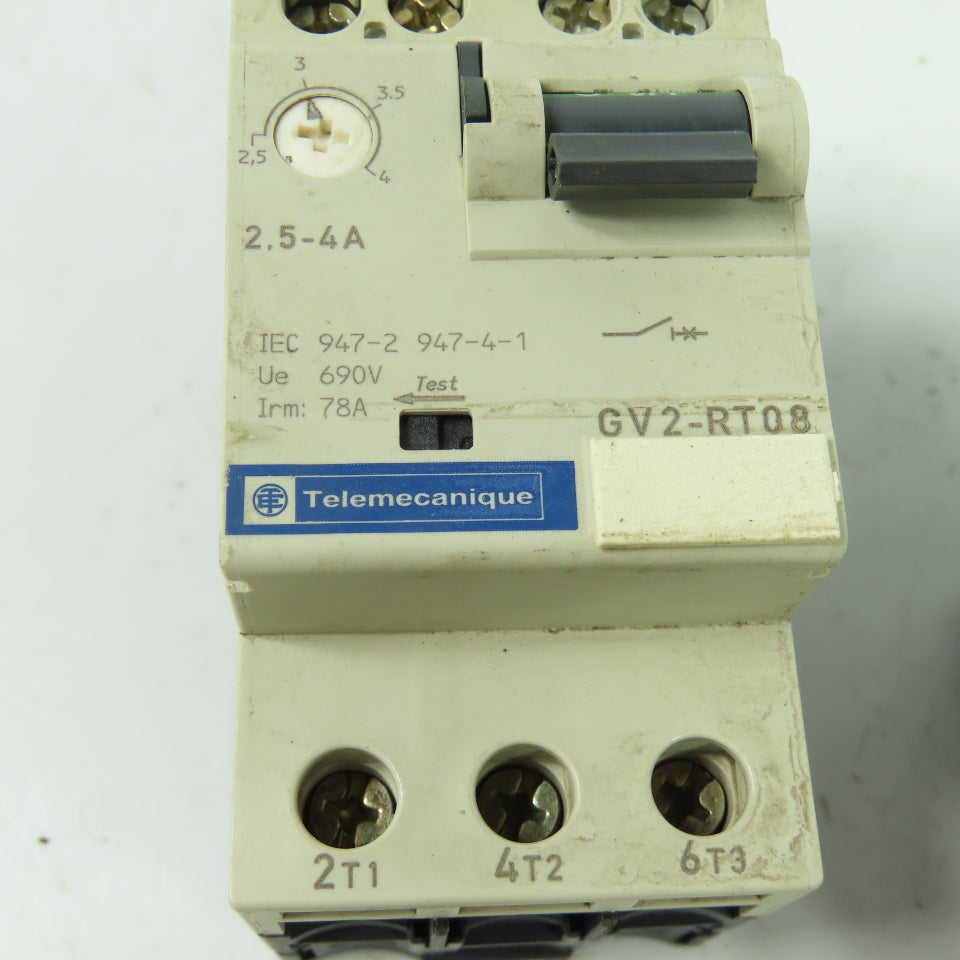 Telemecanique GV2-RT08 3-Pole Manual Motor Starter Breaker 2.5-4A 690V Lot Of 2
