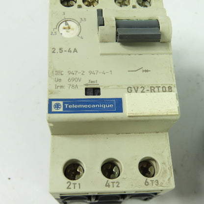Telemecanique GV2-RT08 3-Pole Manual Motor Starter Breaker 2.5-4A 690V Lot Of 2