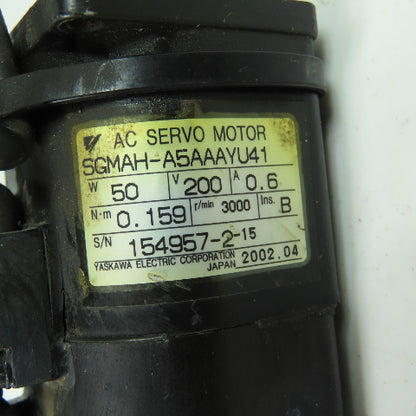 Yaskawa SGMAH-A5AAAYU41 0.159Nm Servo Motor 200V 0.6A 50W 3000RPM