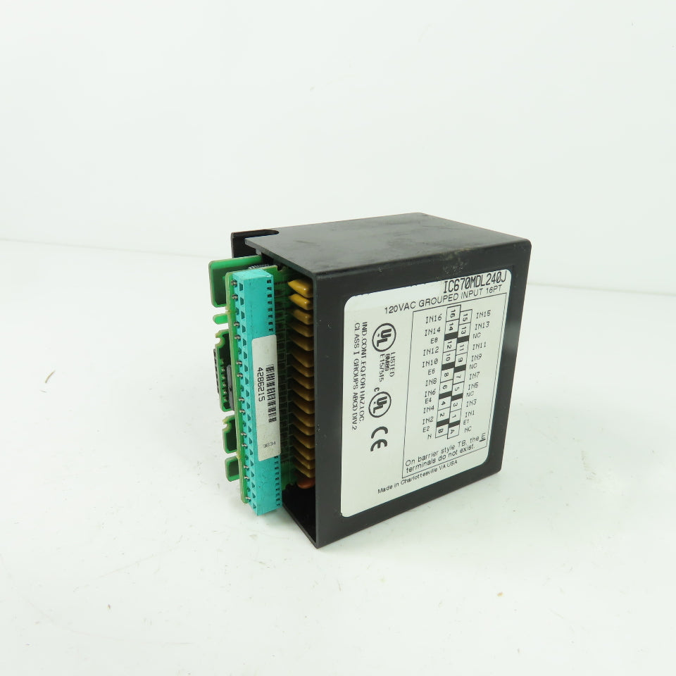 GE Fanuc IC670MDL240J 12VAC Grounded Input Module 16PT 15MA