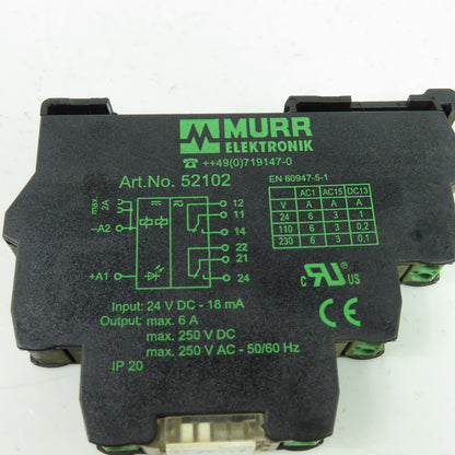Murr Elektronik 52102 Output Relay 24VDC 18mA Input 6A 250VDC Output