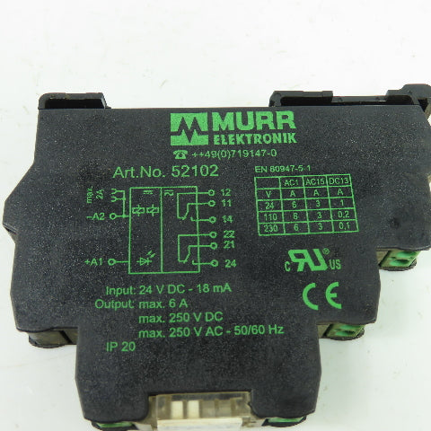Murr Elektronik 52102 Output Relay 24VDC 18mA Input 6A 250VDC Output