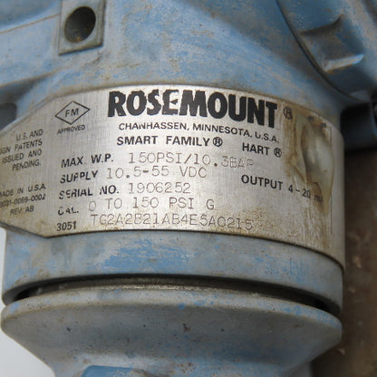 Rosemount 3051TG2A2B21AB4E5A0215 1/2" NPT Pressure Transmitter 10.5-55VDC