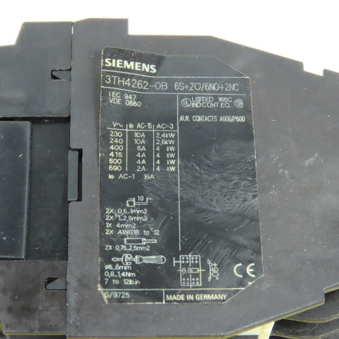 Siemens 3TH4262-0B Contactor Relay 24V Coil 6S+2O/6NO+2NC