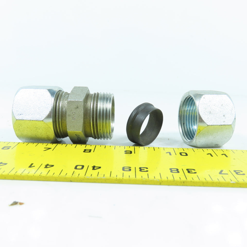 Single Ferrule Compression Tube Hydraulic Hose Fitting Coupling 1" x 1"