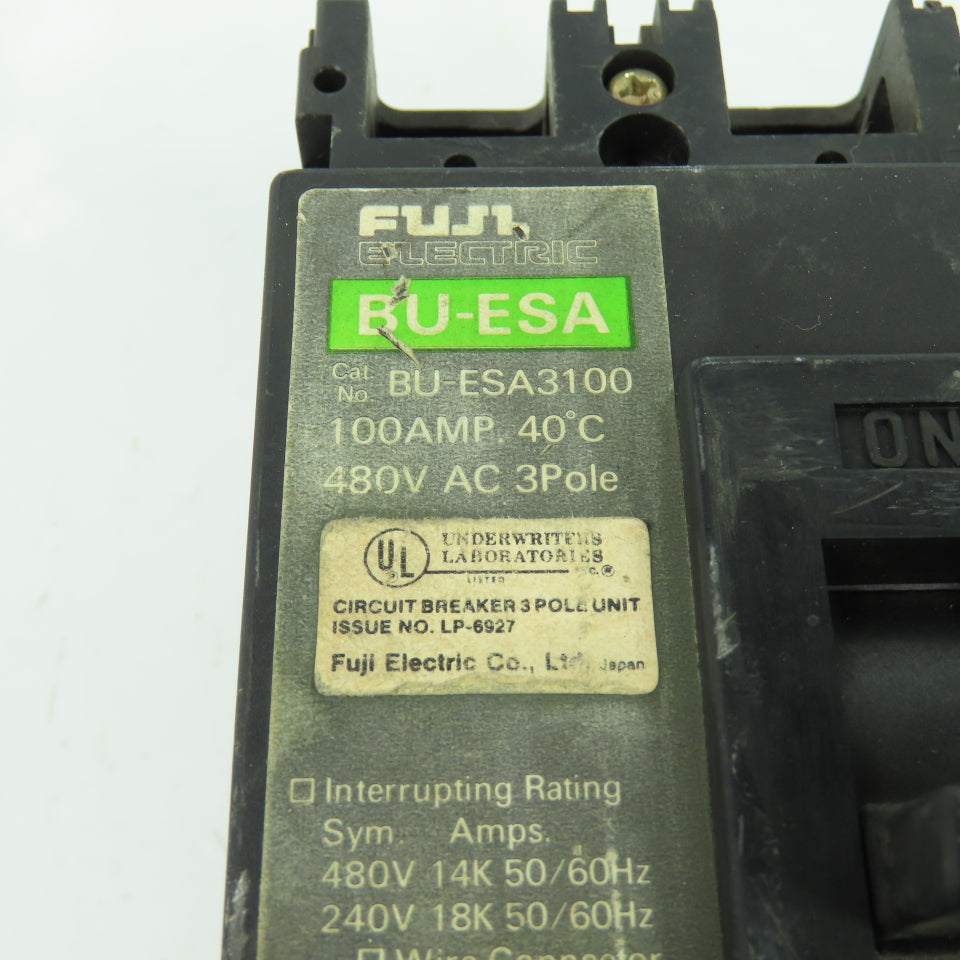 Fuji BU-ESA3100 3-Pole Circuit Breaker 480VAC 100A