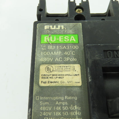 Fuji BU-ESA3100 3-Pole Circuit Breaker 480VAC 100A